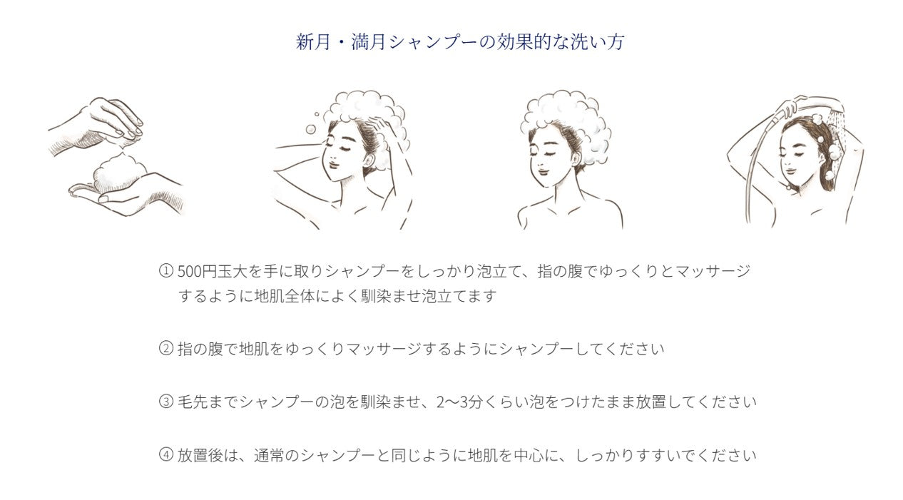 頭皮への刺激は最小限に髪にはたっぷりの有効成分【刺激度0の極上アロマシャンプー】新月シャンプー 500ml